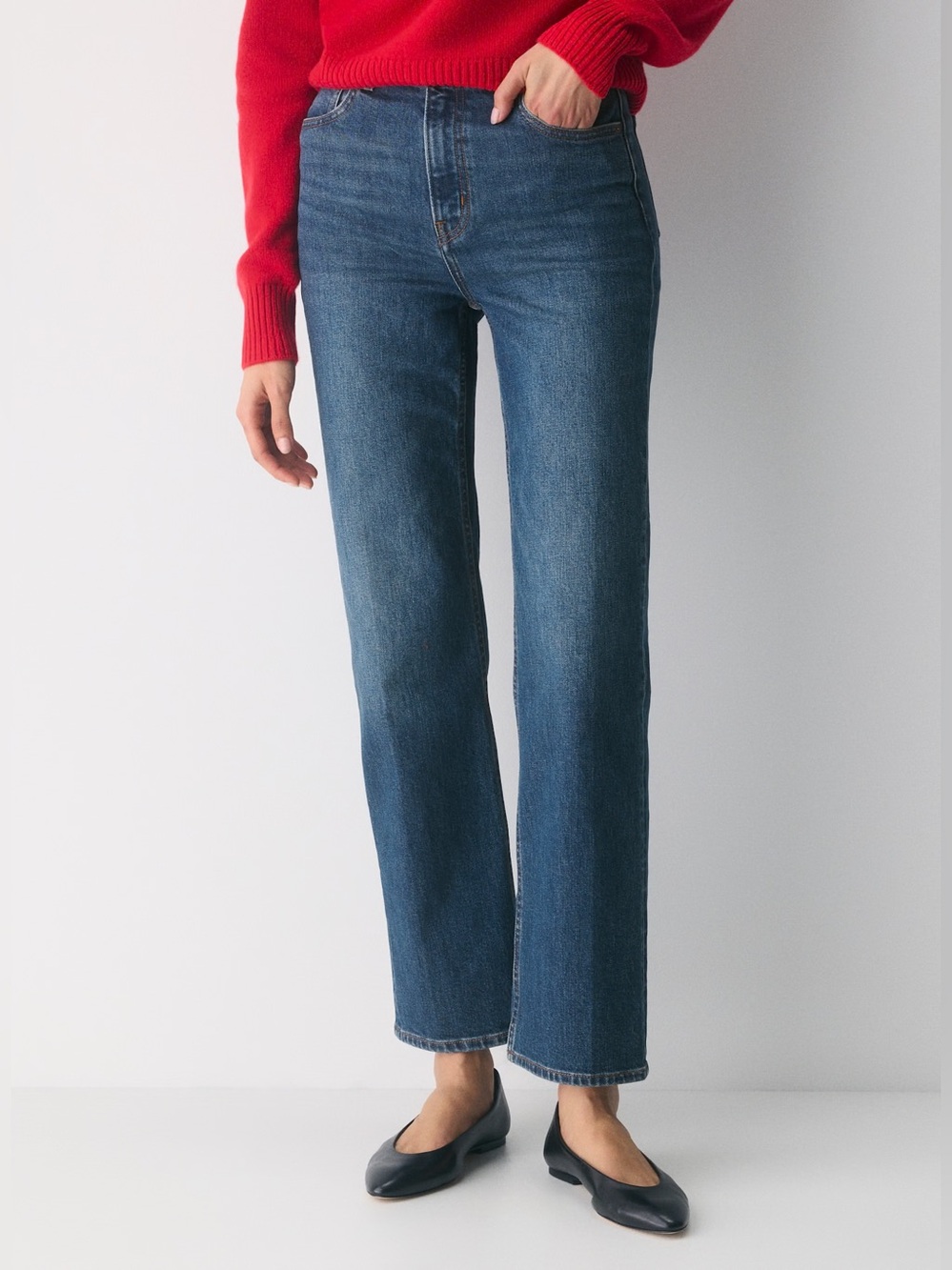 Aritzia Arlo Denim Forum Women's Blue High Waist Straight-Leg Jeans
